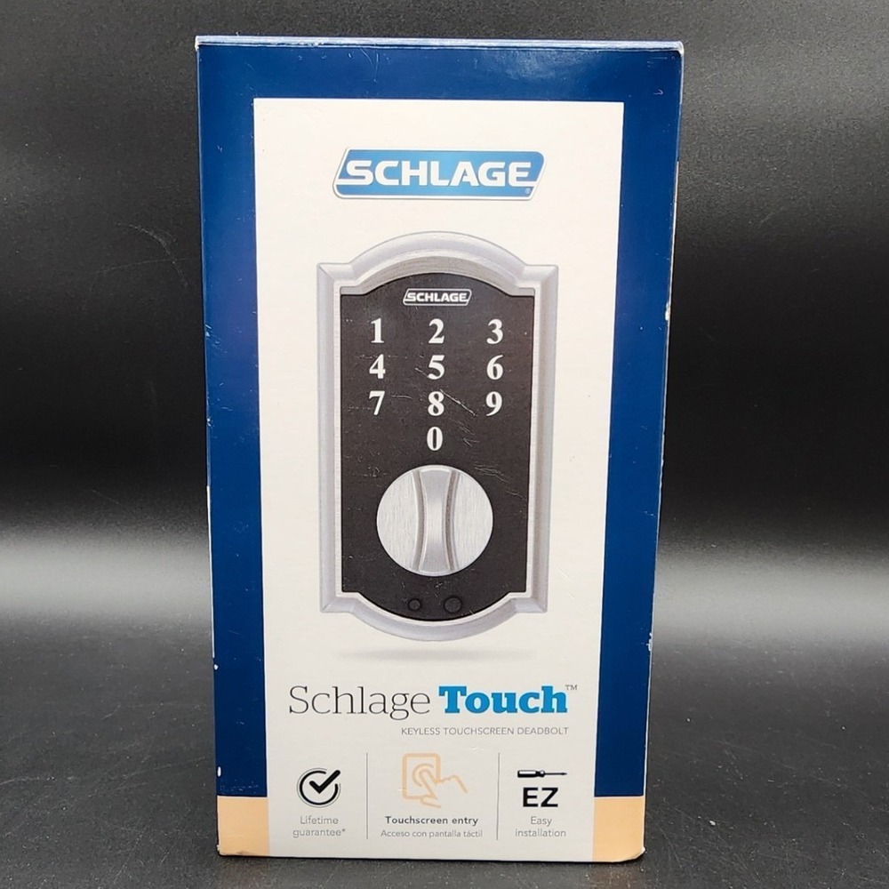 Schlage Satin Nickel Touch Keyless Deadbolt Camelot Trim BE375 V CAM 619 Lock